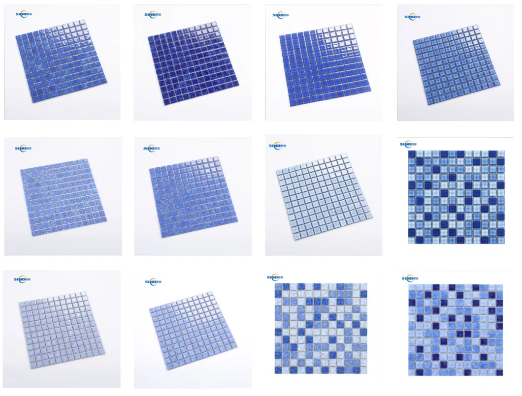 Various Types Swimming Pool Mosaic Hot-Melting Glass Mosaic Porcelain Mosaic Iridescent or Crystal Blue Mosaic Tile