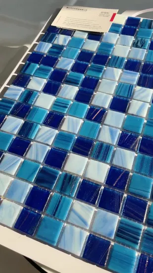 Foshan Factory Wholesale Price Blue Green Color Floor Hot Swimming Pool Melt Glass Mosaic Tile